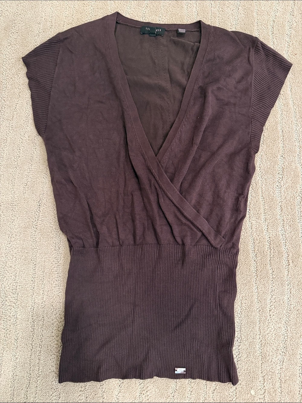 Ted Baker Brown Knit Wrap Top